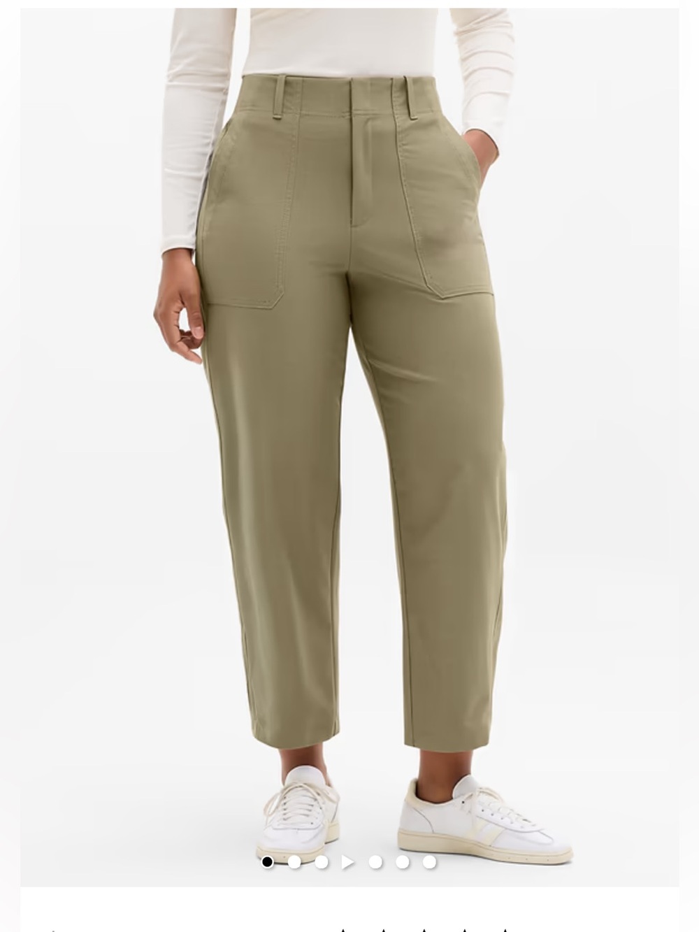 Athleta Skyline Utility Barrel Pants - Olive Branch Color Sz 2 Petite 
Casual